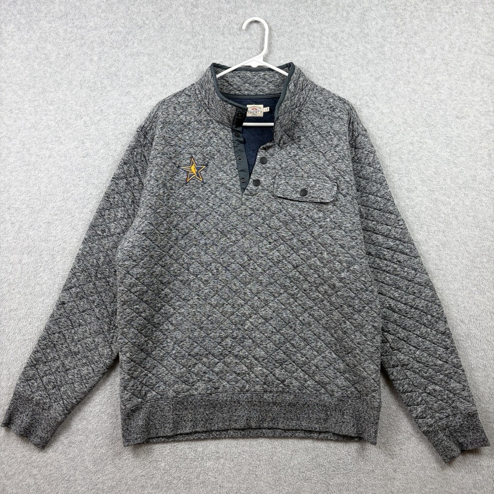 Faherty Epic Quilted Fleece Pullover Mens Large Gray 1/4 Snap T Jacket NBA Logo‎ - Picture 2 of 10